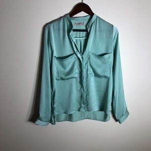 Minty green silk like flowy blouse